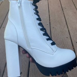 Lace Up Block Heel Booties